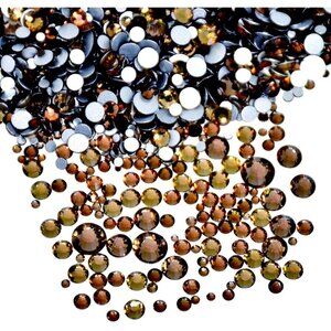 3/$30  Beads 1400 Pieces Mixed Size Glue on Quality Glass Flatback Rhinestones